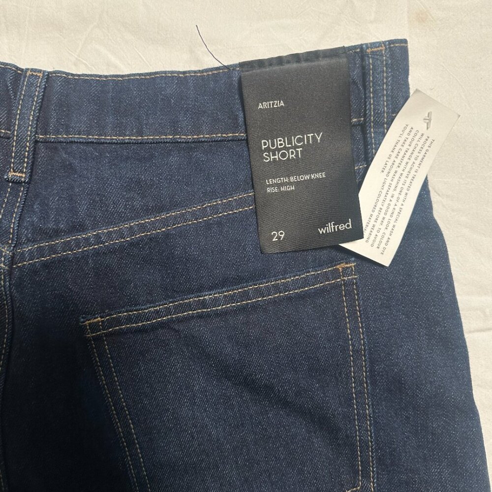 Aritzia Publicity Below Knee Denim Short Size 29 Dark Wash - Picture 5 of 7